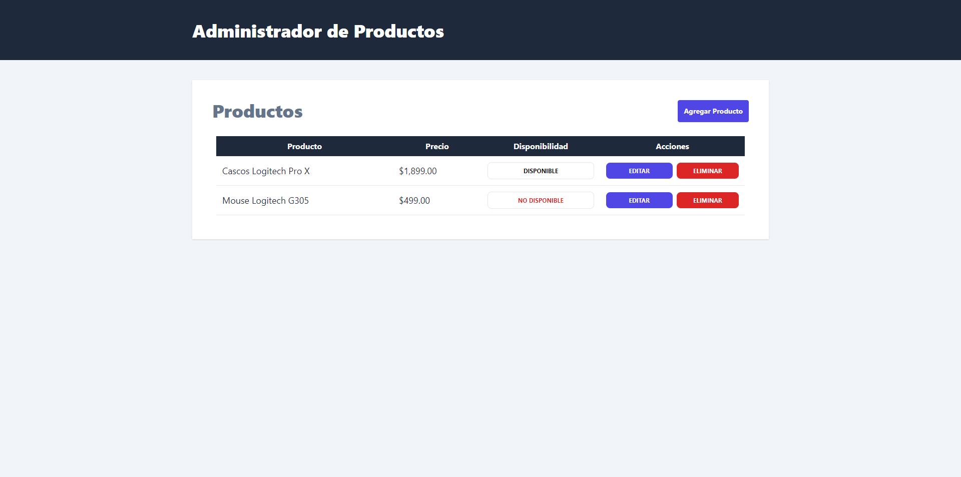 Preview Proyecto: Administrador de Productos